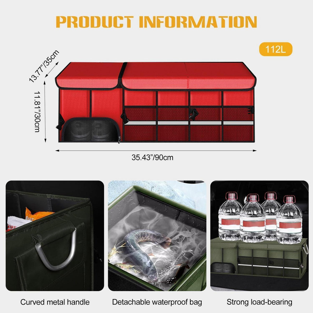 Kofferraum Organizer XL Rot – Faltbar & Wasserdicht