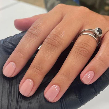 Rosa Press On Nails - Kurze Eckige French Nägel 24er Set