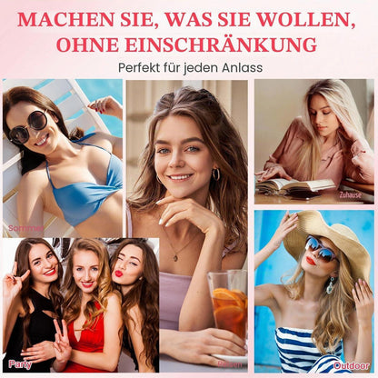 Rosa Press On Nails - Kurze Eckige French Nägel 24er Set