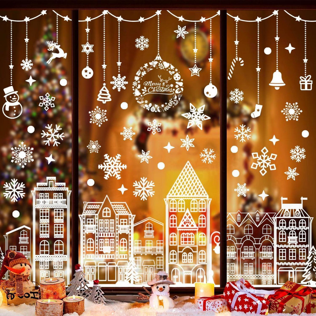 Weihnachts Fensterbilder selbstklebend – 5 Blatt Winterdeko
