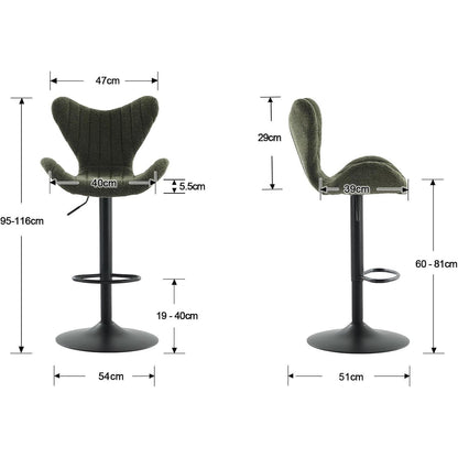 Moderner Barhocker 4er Set, Höhenverstellbar, Grün