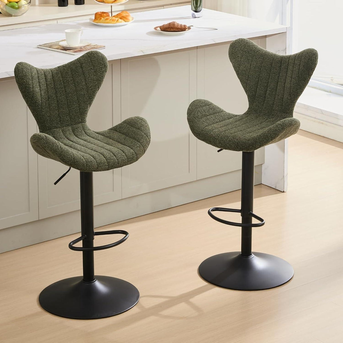 Moderner Barhocker 4er Set, Höhenverstellbar, Grün