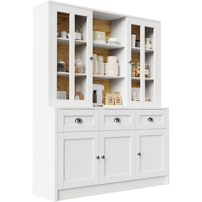 Hochschrank Weiß 140x38.5x175cm – Vitrine & Küchenschrank