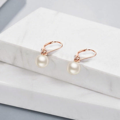 Hängende Perlenohrringe Sterling Silber Roségold