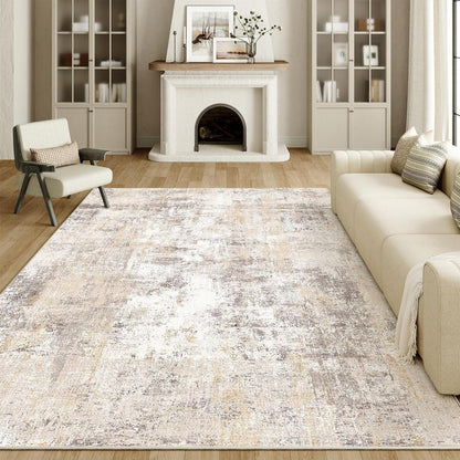 Beiger Grau Teppich 200x300cm – Waschbar & Rutschfest