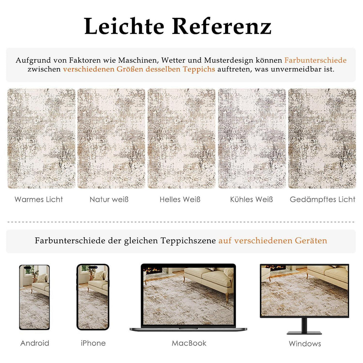 Braun-Grauer Teppich 200x300cm – Waschbar & Rutschfest