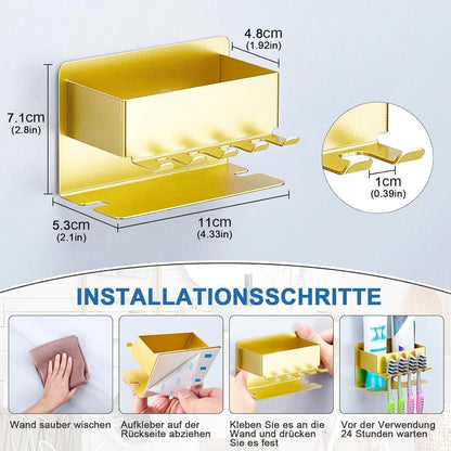 Wandzahnbürstenhalter für elektrische & manuelle Zahnbürsten (Gold)