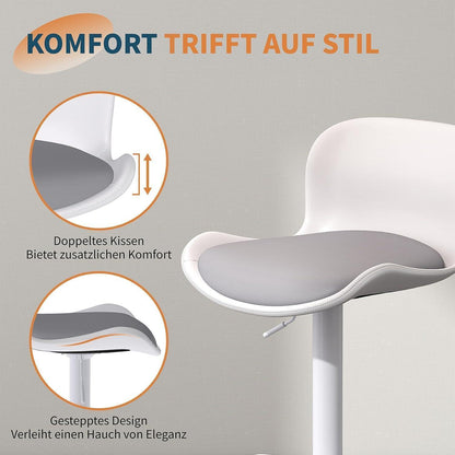 Höhenverstellbarer Barhocker mit Fußstütze – Weiß/Grau