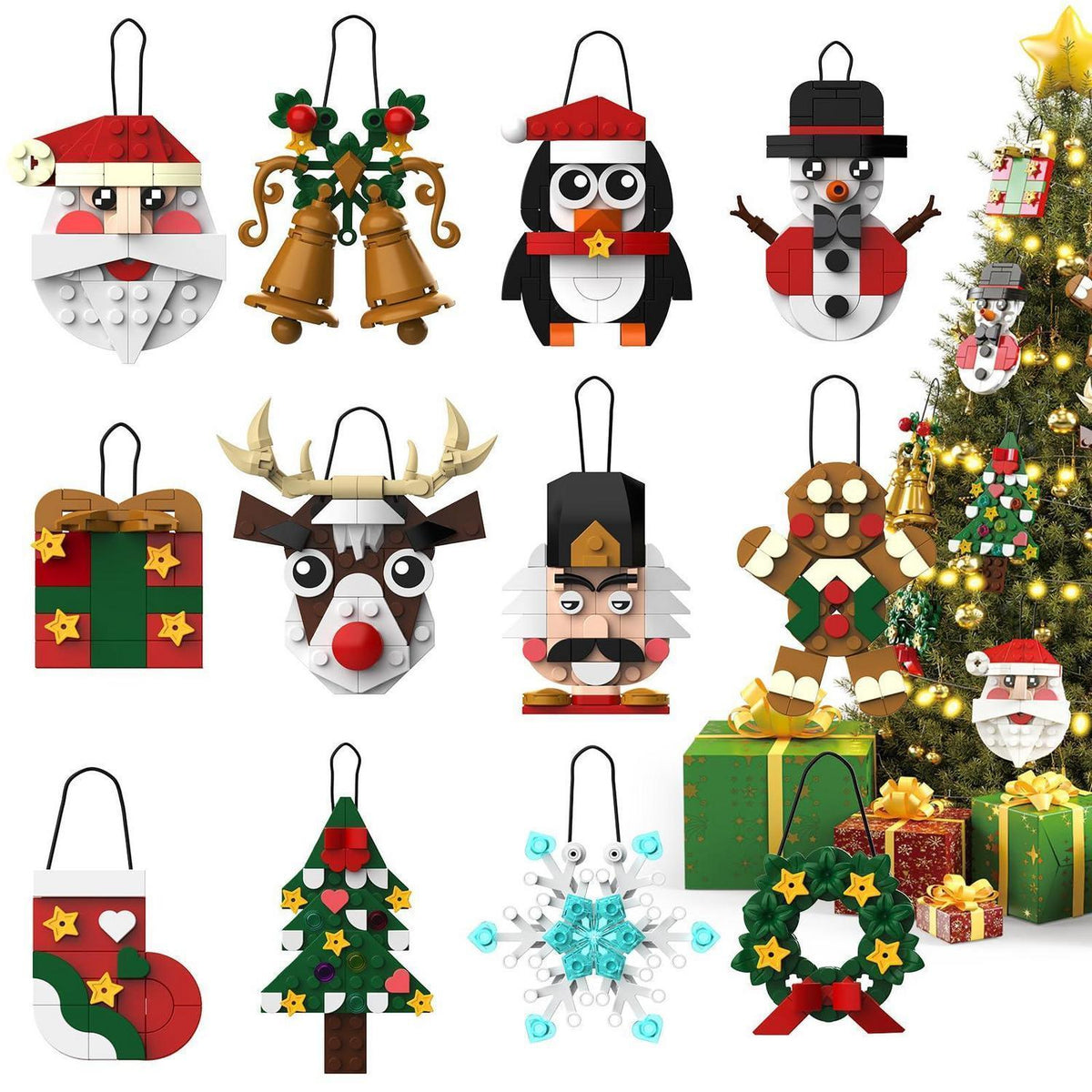 Adventskalender Weihnachten: 12 Baustein-Ornamente zum Selberbauen