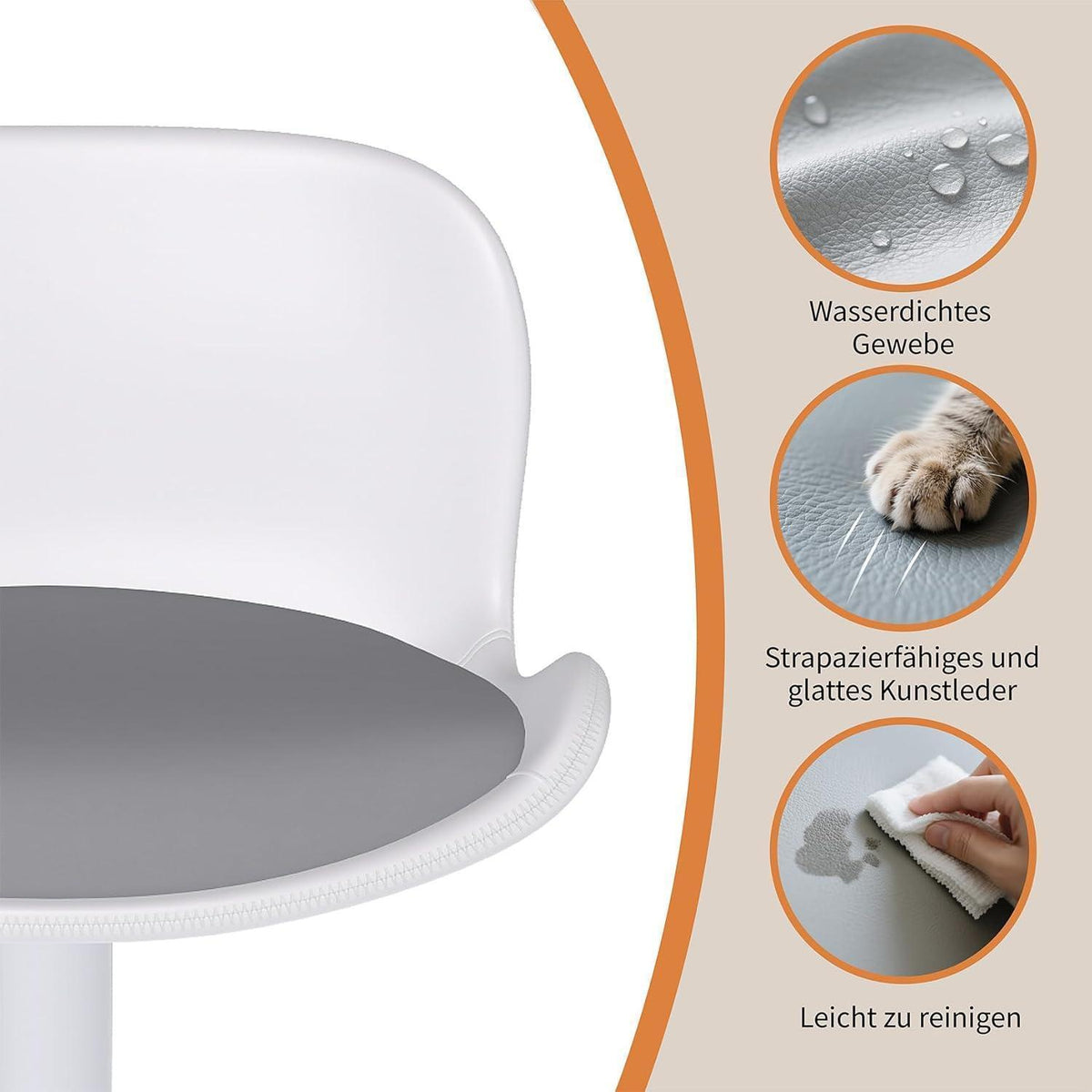 Höhenverstellbarer Barhocker 2er Set Weiß/Grau