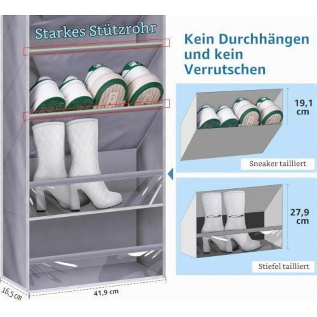 Hängendes Schuhregal Tür Organizer – 8 Regale für 20 Paar Schuhe
