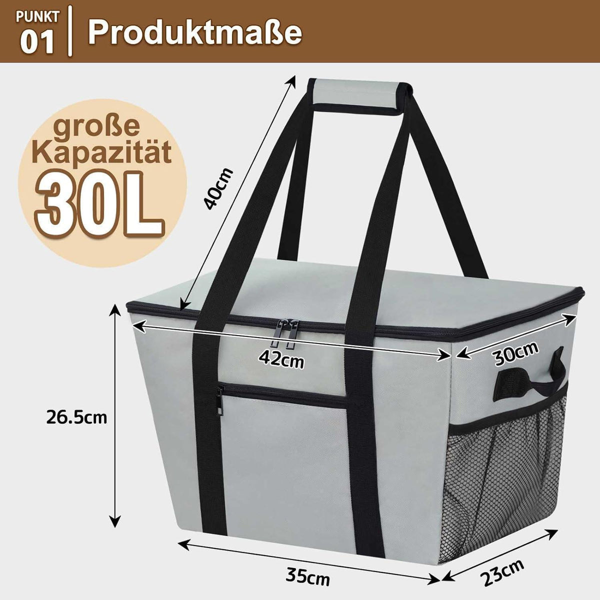 Kühltasche Grau – Groß, Robust & Vielseitig für Picknick & Alltag