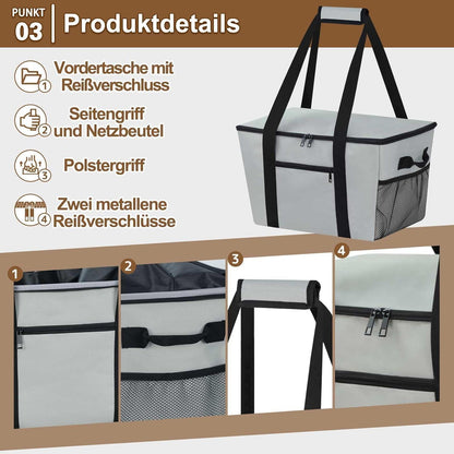 Kühltasche Grau – Groß, Robust & Vielseitig für Picknick & Alltag