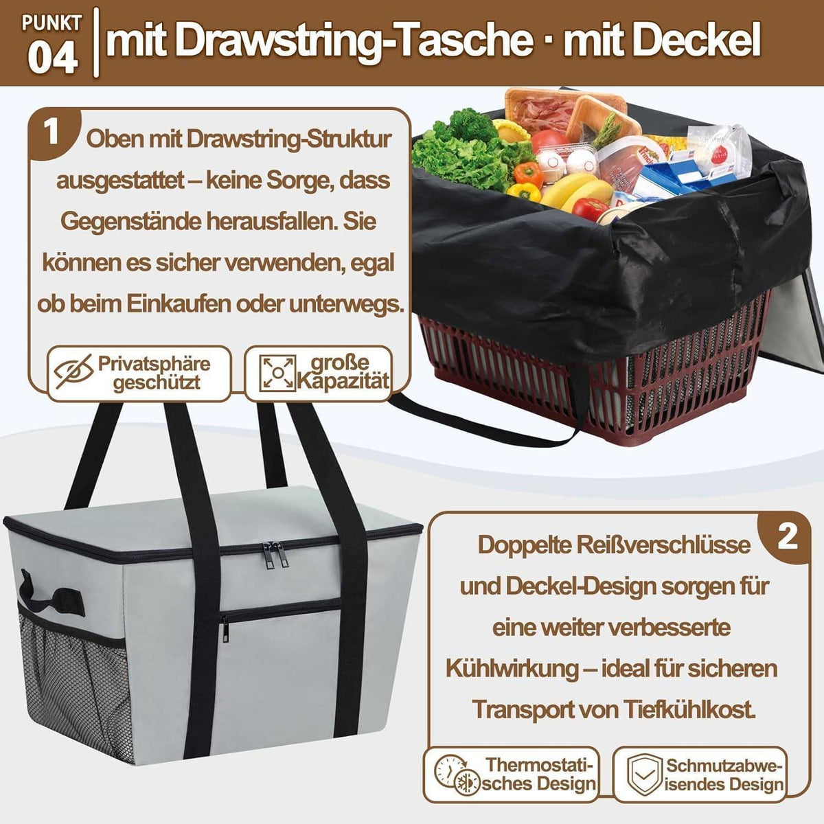 Kühltasche Grau – Groß, Robust & Vielseitig für Picknick & Alltag