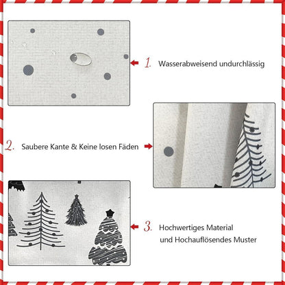 Wasserabweisende Weihnachtstischdecke Oval 140x180 - Schneeflocke & Tannenbaum