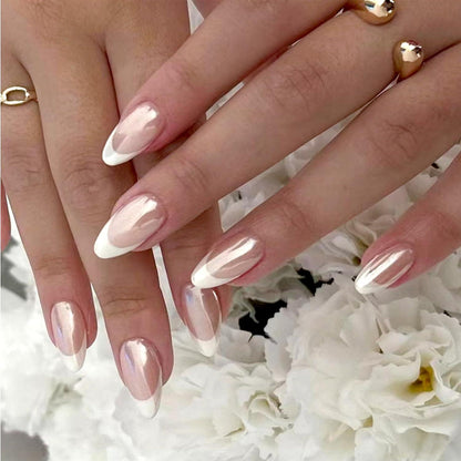 24er Set Mandel-French Nails zum Aufkleben mit Zubehör