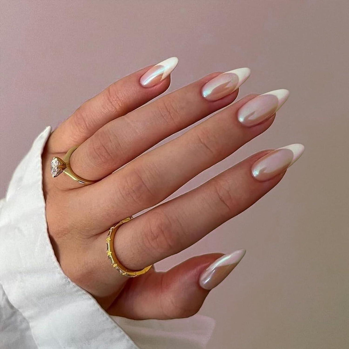 24er Set Mandel-French Nails zum Aufkleben mit Zubehör