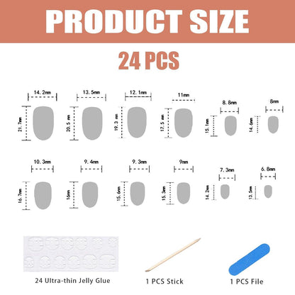 Press on Nails Almond Rot Blumen Design – 24 Stück mit Zubehör
