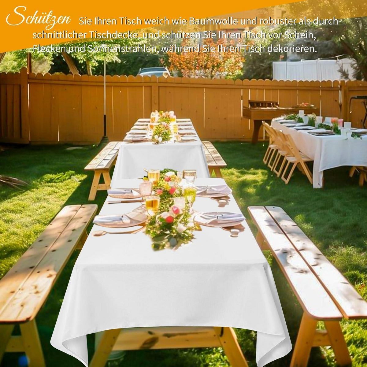 Weiße Biertisch Tischdecken 12er Set – 250x100 cm