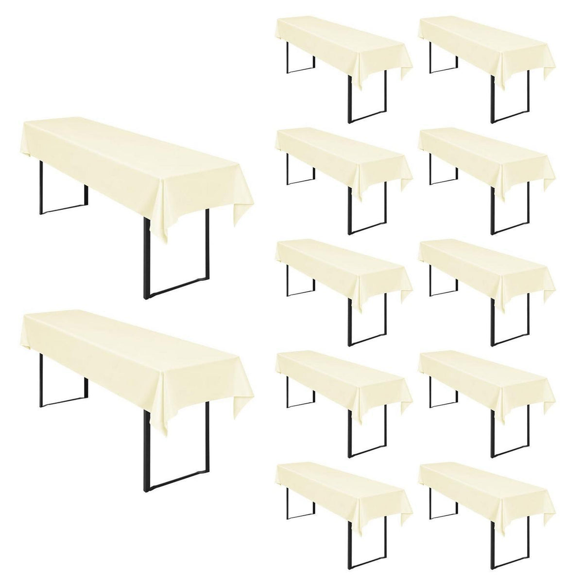 12x Biertisch Tischdecke Beige, 250x100cm – Robust & Vielseitig