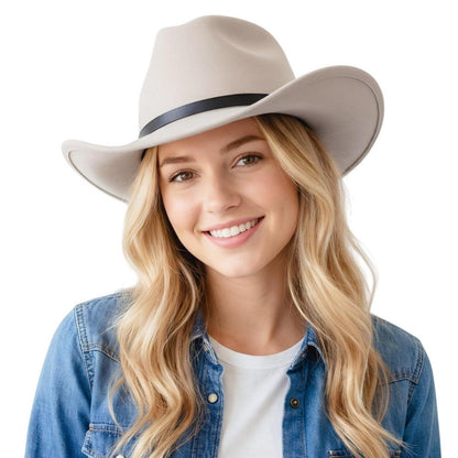Cowboyhut Damen Herren - Westernhut mit Seildeko in Lederoptik