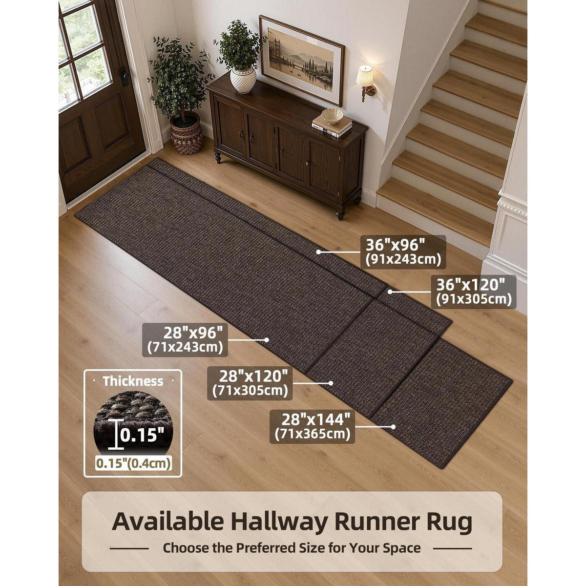 Schmutzfangmatte Braun 91x243cm - Fußmatte Innen für Küche & Flur