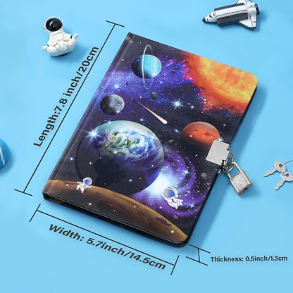 Tagebuch für Jungen mit Schloss – Asteroiden Notizbuch zum Schreiben & Zeichnen