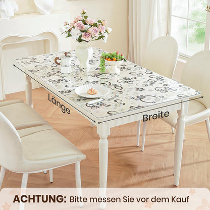 Transparente Tischfolie Blumenmuster 100x200 cm | Wasserdicht & Kratzfest