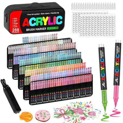 288 Acrylstifte Set wasserfest – Vielseitig zum Bemalen & Basteln