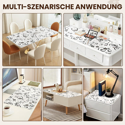 Tischfolie Transparent Blumenmuster 90x200 cm | Schutzfolie Wasserdicht