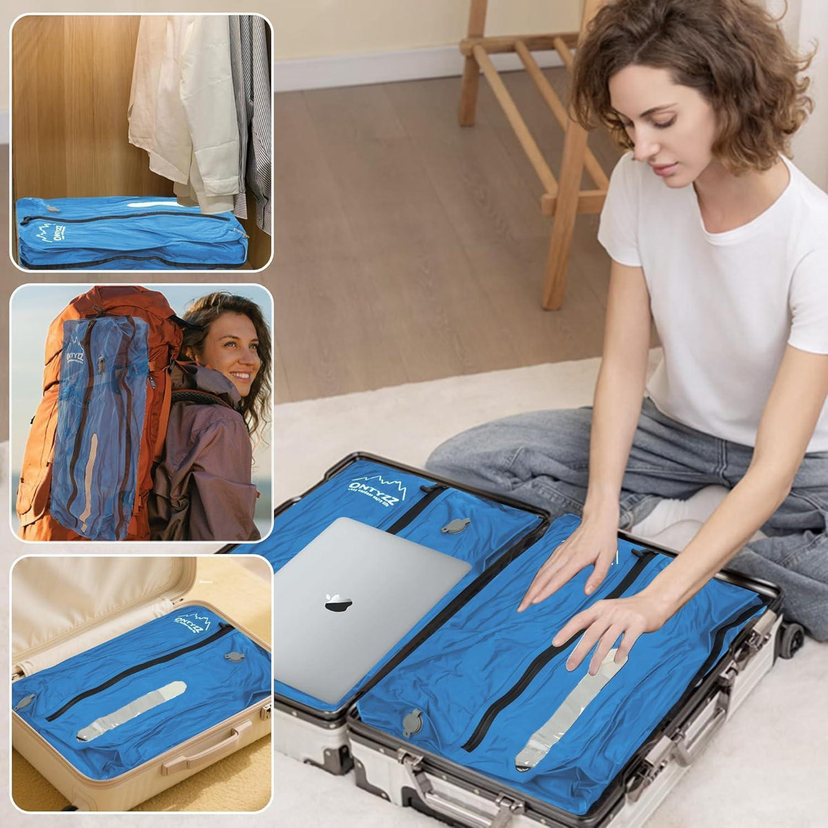Wiederverwendbare Vakuumbeutel Kleidung – Set mit Pumpe & Reise-Organizer