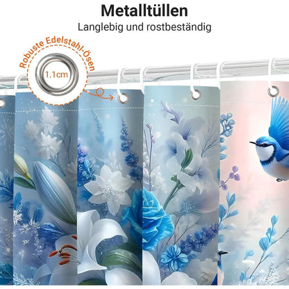 Duschvorhang blauer Vogel 240x200 cm | Wasserabweisend & Antischimmel