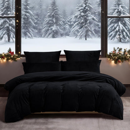 Winter Bettwäsche 135x200 - Schwarz, Flauschig & Kuschelig