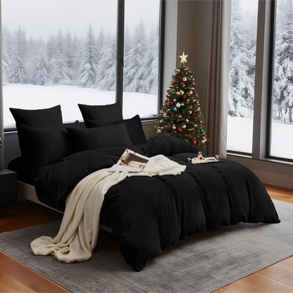 Winter Bettwäsche 135x200 - Schwarz, Flauschig & Kuschelig