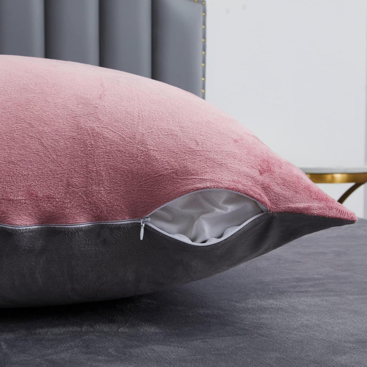 Winter Bettwäsche 220x240 Rosa Grau – Warm & Kuschelig 3-teilig