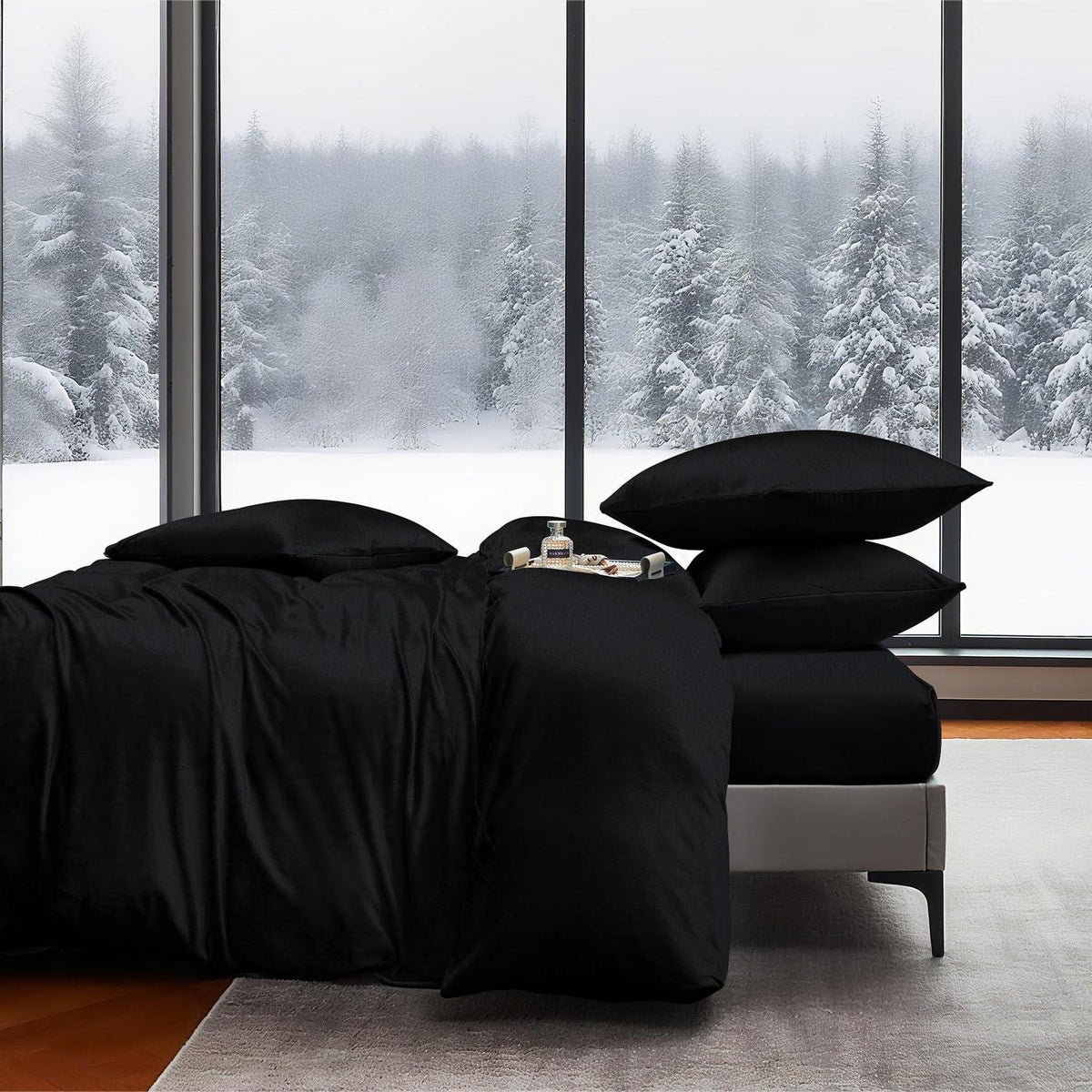 Flauschige Winterbettwäsche 220x240 Schwarz - Warm & Kuschelig