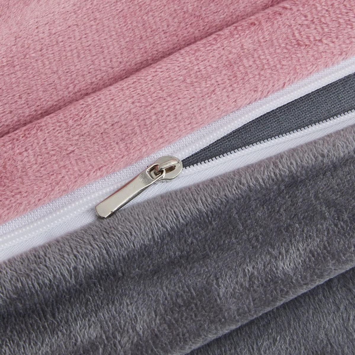 Winter Bettwäsche 135x200, 4-teilig, Rosa Grau, Flauschig Warm