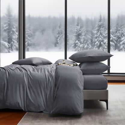 Flauschige Winterbettwäsche 135x200 Grau 4-teilig
