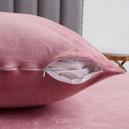 Winter Bettwäsche 135x200 Rosa - 4teilig, Flauschig & Warm
