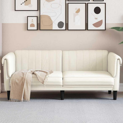 2-Sitzer Sofa Creme Samt – Bequeme Leseecke mit Holzbeinen
