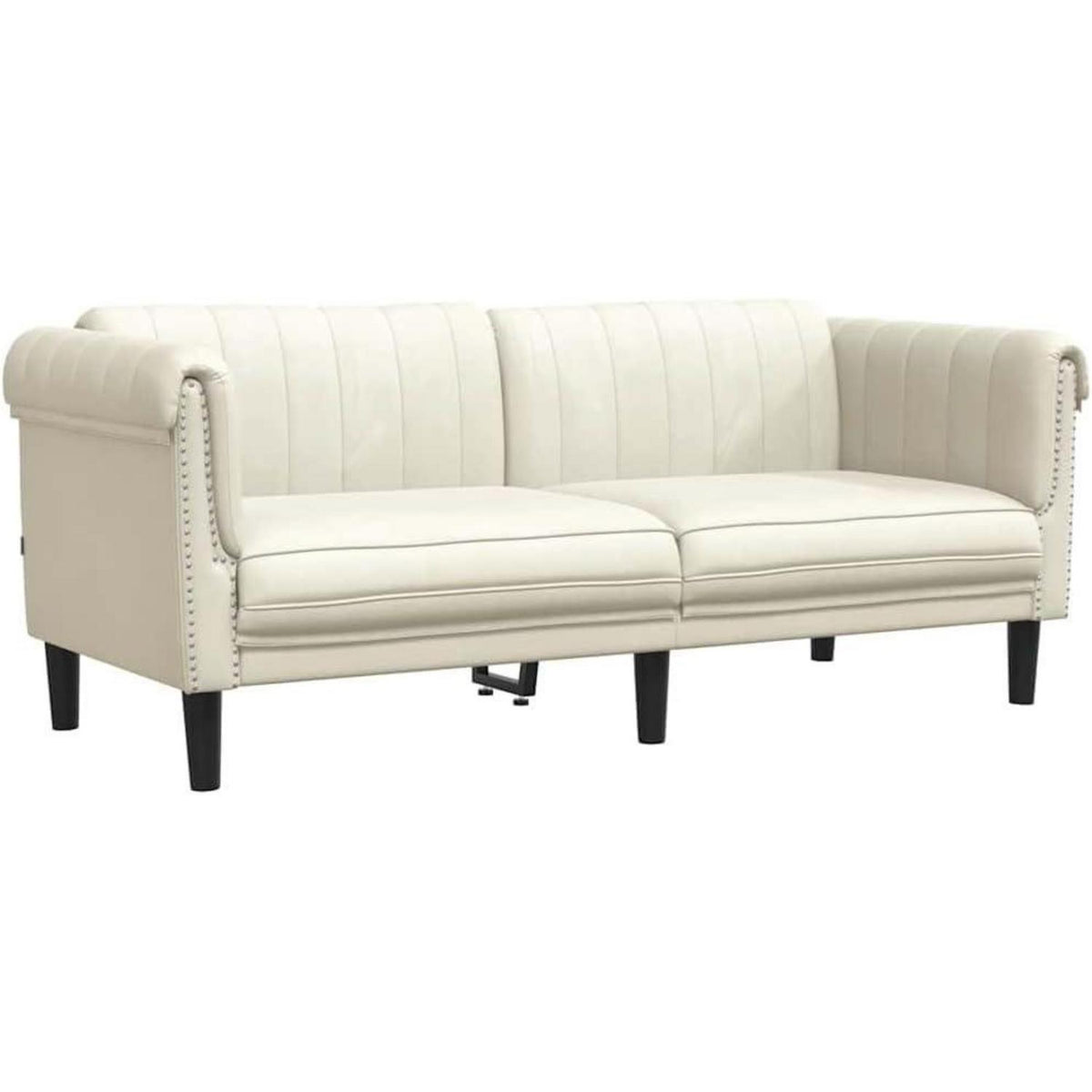 2-Sitzer Sofa Creme Samt – Bequeme Leseecke mit Holzbeinen