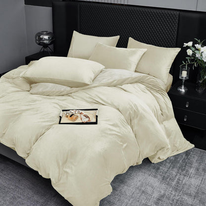 Flauschige Winterbettwäsche 200x220 Beige Creme 3-teilig