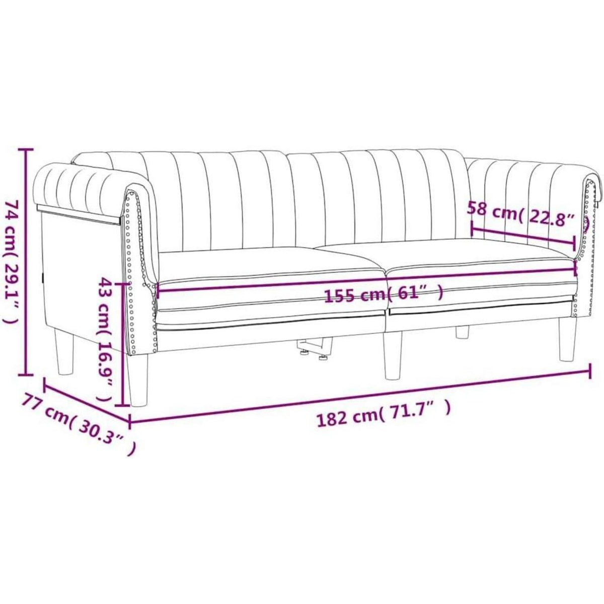 2-Sitzer Sofa Hellgrau Samt – Bequemer Sessel für Wohnzimmer