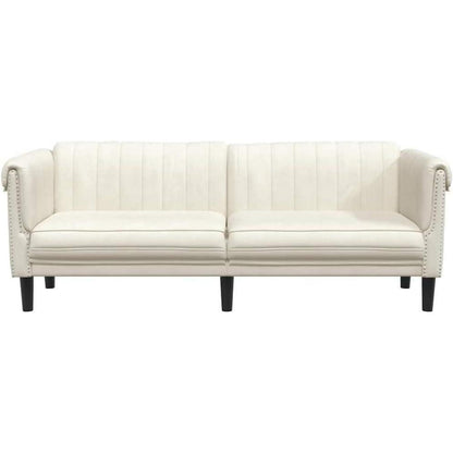 3-Sitzer Sofa Creme Samt – Wohnzimmer Sessel