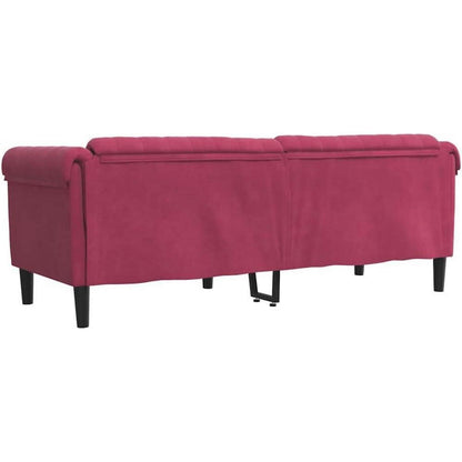 Weinrotes 3-Sitzer Sofa aus Samt – Wohnzimmer & Schlafzimmer