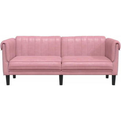 Rosa Samt 2-Sitzer Sofa mit Holzbeinen – Leseecke & Loungesessel