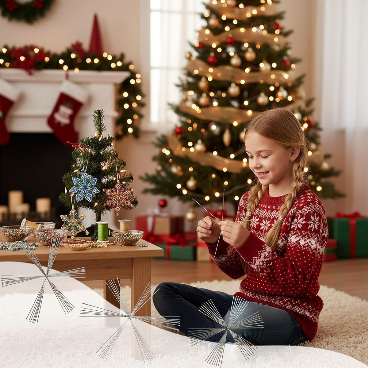 Drahtsterne Set Weihnachten – 24/36 Schneeflocken Perlensterne DIY