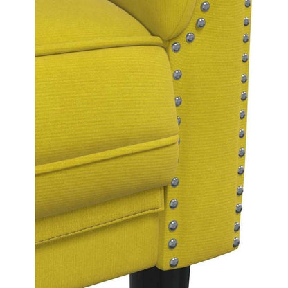 2-Sitzer Sofa Gelb Samt – Moderner Akzentstuhl mit Kissen