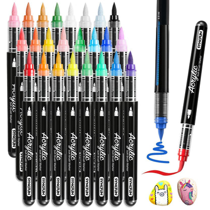 Acrylmarker Pinselspitze – 24 Farben für Stein, Holz & mehr