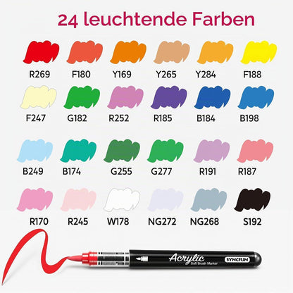 Acrylmarker Pinselspitze – 24 Farben für Stein, Holz & mehr
